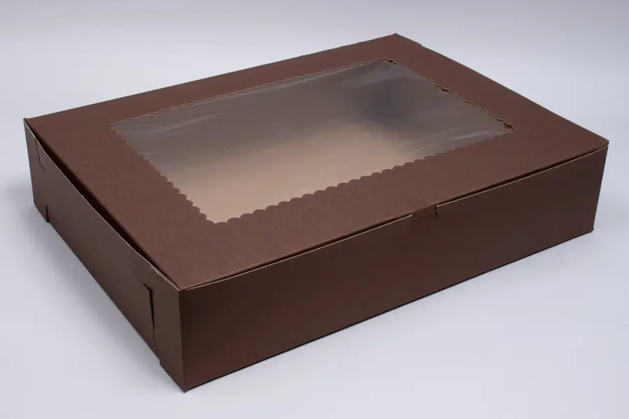 19X14X4 CHOCOLATE CUPCAKE BOX W/WIND 12 CUP
