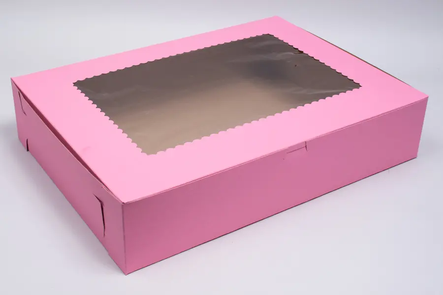 19X14X4 STRAWBERRY CUPCAKE BOX W/WIND 12 CUP