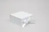 6X6X2-3/4  MATTE WHITE MAGNETIC BOX W/RIBBON