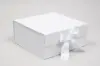 10X10X4-1/2 MATTE WHITE MAGNETIC BOX W/RIBBON