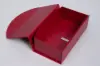 7-1/4X3-5/8X2-1/4 RED LEATHER CURVED FLAP MAGNETIC BOX