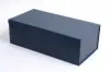 13 X 6-1/2 X 4-1/4 NAVY LEATHER CURVED FLAP MAGNETIC BOX