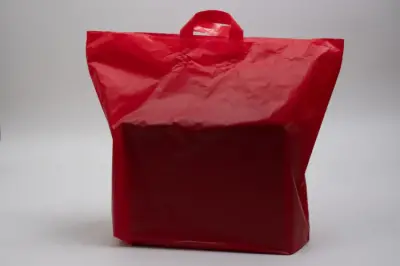 22x18+8 Red Frosted Soft Loop Handle Ameritote Plastic Bags