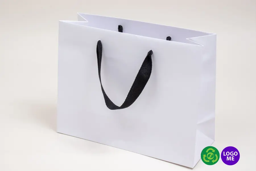 13X5X10 WHITE KRAFT EURO BLACK TWILL HANDLE