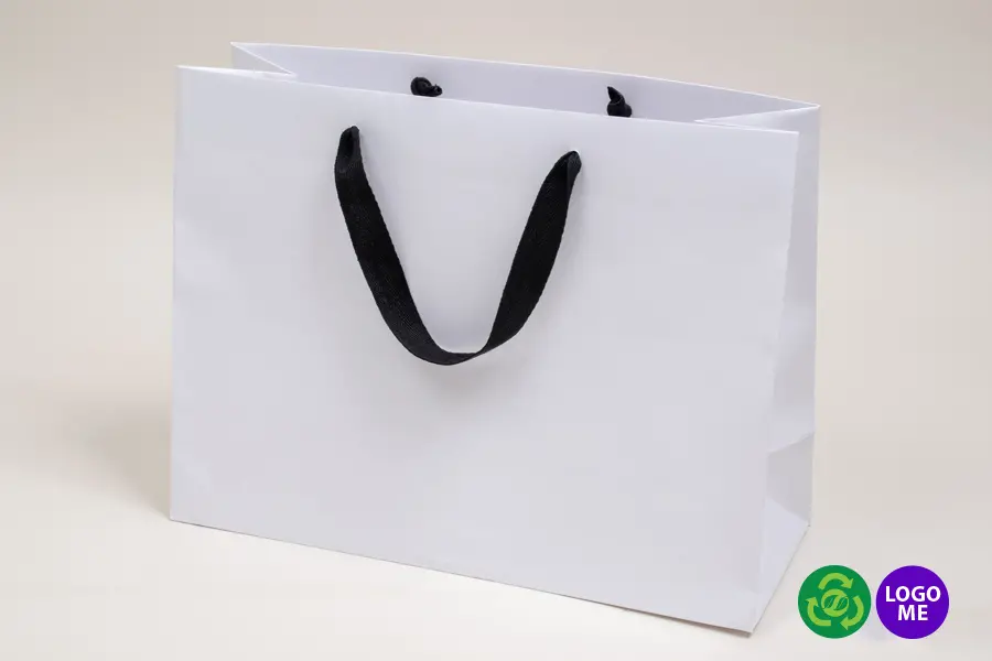 16X6X12 WHITE KRAFT EURO BLACK TWILL HANDLE