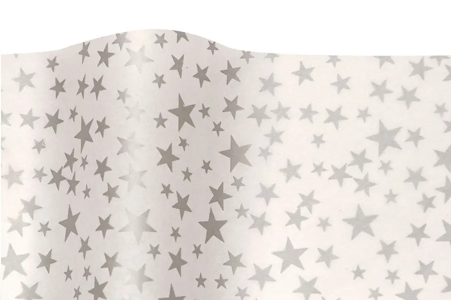 20X30 TISSUE SILVER STARS/WHIT "A"