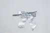 3" X 2-3/4" METALLIC SILVER PRE-TIED BOW CLEAR TWIST TIE