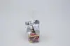 3" X 2-3/4" METALLIC SILVER PRE-TIED BOW CLEAR TWIST TIE