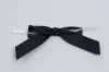 2-1/2" X 2" SATIN BLACK PRE-TIED BOW CLEAR TWIST TIE