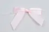 2-1/2" X 2" SATIN LIGHT PINK PRE-TIED BOW CLEAR TWIST TIE
