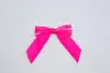 2-1/2" X 2" SATIN HOT PINK PRE-TIED BOW CLEAR TWIST TIE