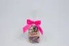 2-1/2" X 2" SATIN HOT PINK PRE-TIED BOW CLEAR TWIST TIE