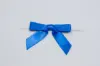 2-1/2" X 2" SATIN ROYAL BLUE PRE-TIED BOW CLEAR TWIST TIE