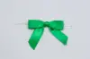 2-1/2" X 2" SATIN EMERALD GREEN PRE-TIED BOW CLEAR TWIST TIE