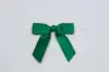 2-1/2" X 2" SATIN FOREST GREEN PRE-TIED BOW CLEAR TWIST TIE