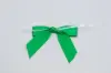 2-1/2" X 2" SATIN EMERALD GREEN PRE-TIED BOW CLEAR TWIST TIE
