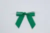 2-1/2" X 2" SATIN FOREST GREEN PRE-TIED BOW CLEAR TWIST TIE