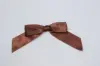 2-1/2" X 2" SATIN BROWN PRE-TIED BOW CLEAR TWIST TIE