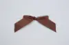 2-1/2" X 2" SATIN BROWN PRE-TIED BOW CLEAR TWIST TIE