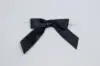 3" X 2-3/4" SATIN BLACK PRE-TIED BOW CLEAR TWIST TIE