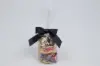 3" X 2-3/4" SATIN BLACK PRE-TIED BOW CLEAR TWIST TIE
