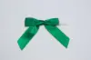 3" X 2-3/4" SATIN FOREST GREEN PRE-TIED BOW CLEAR TWIST TIE