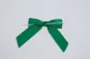 3" X 2-3/4" SATIN FOREST GREEN PRE-TIED BOW CLEAR TWIST TIE