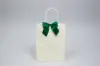 3" X 2-3/4" SATIN FOREST GREEN PRE-TIED BOW CLEAR TWIST TIE