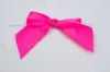 4" X 3-1/4" SATIN HOT PINK PRE-TIED BOW CLEAR TWIST TIE