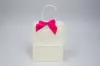 4" X 3-1/4" SATIN HOT PINK PRE-TIED BOW CLEAR TWIST TIE