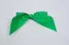 4" X 3-1/4" SATIN EMERALD GREEN PRE-TIED BOW CLEAR TWIST TIE