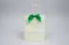 4" X 3-1/4" SATIN EMERALD GREEN PRE-TIED BOW CLEAR TWIST TIE