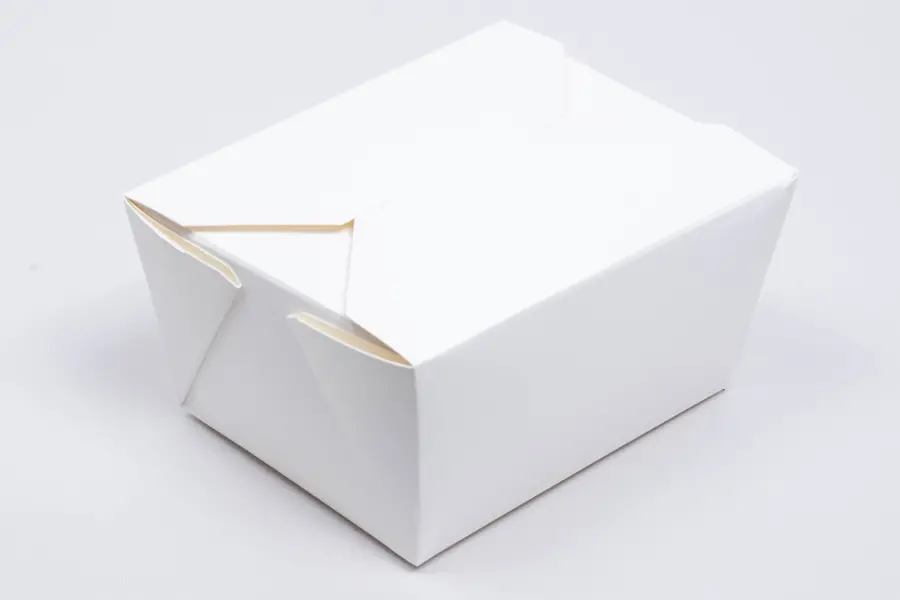 #1  4-3/8 X 3-1/2 X 2-1/2 WHITE FOLDING TO-GO BOX