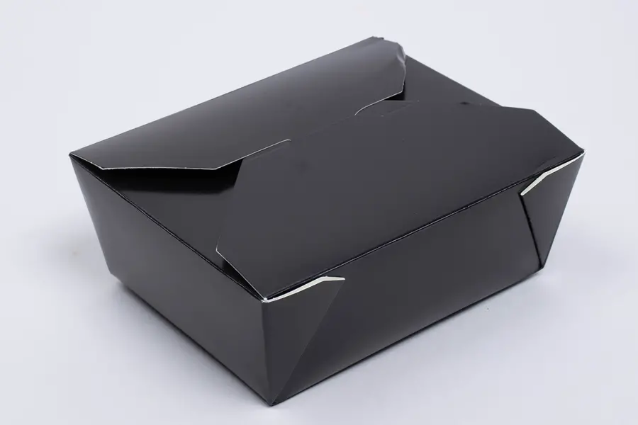 #4  7-3/4 X 5-1/2 X 3-1/2 BLACK FOLDING TO-GO BOX