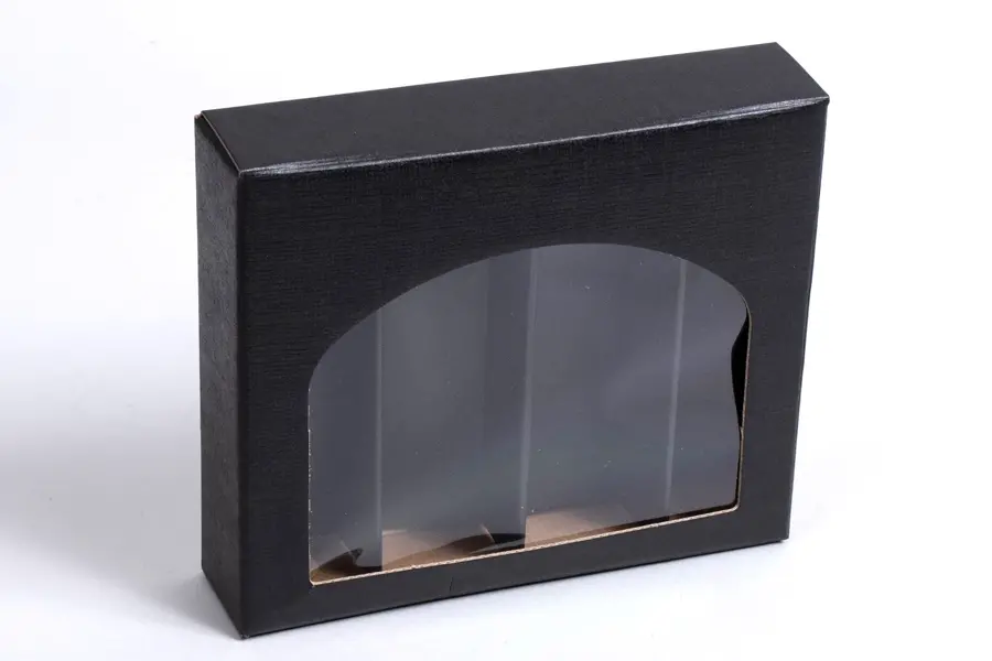 6 X 5-3/8 X 1-3/8 WINDOW BOX BLACK LINEN 4 BOT W/INSERT