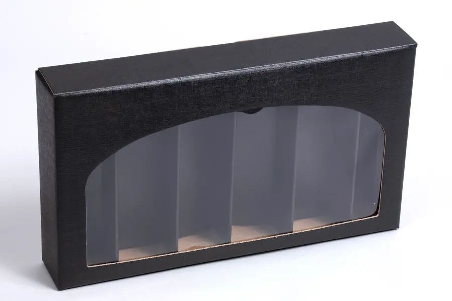 9 X 5-3/8 X 1-3/8 WINDOW BOX BLACK LINEN 6 BOT W/INSERT