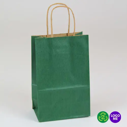 <5.25X3.5X8.25  SHOP BAG FOREST GREEN