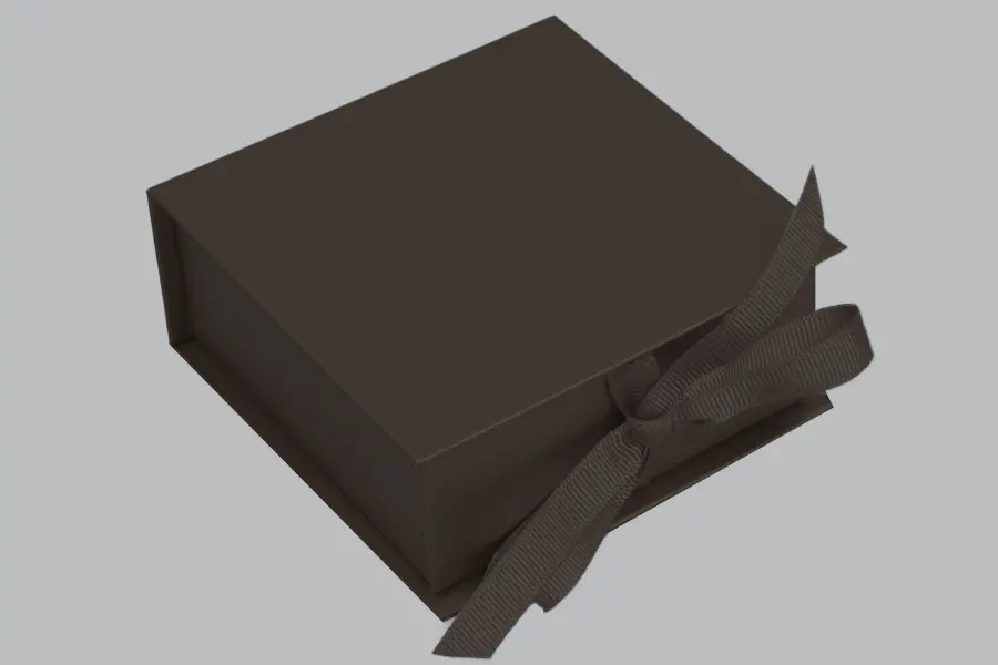 2-3/4X2-3/4X1 MATTE CHOCOLATE W/ CHOCOLATE RIBBON JEWLERY BOX