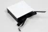 2-3/4X2-3/4X1 MATTE WHITE W/ BLACK PLATFORM AND RIBBON JEWELRY BOX