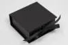 3-1/2X3-1/2X1-1/2 MATTE BLACK W/ BLACK RIBBON JEWELRY BOX