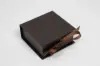 3-1/2X3-1/2X1-1/2 MATTE CHOCOLATE W/ CHOCOLATE RIBBON JEWLERY BOX