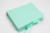 5X3-1/2X1-1/2 MATTE TURQUOISE W/ TURQUOISE RIBBON JEWELRY BOX