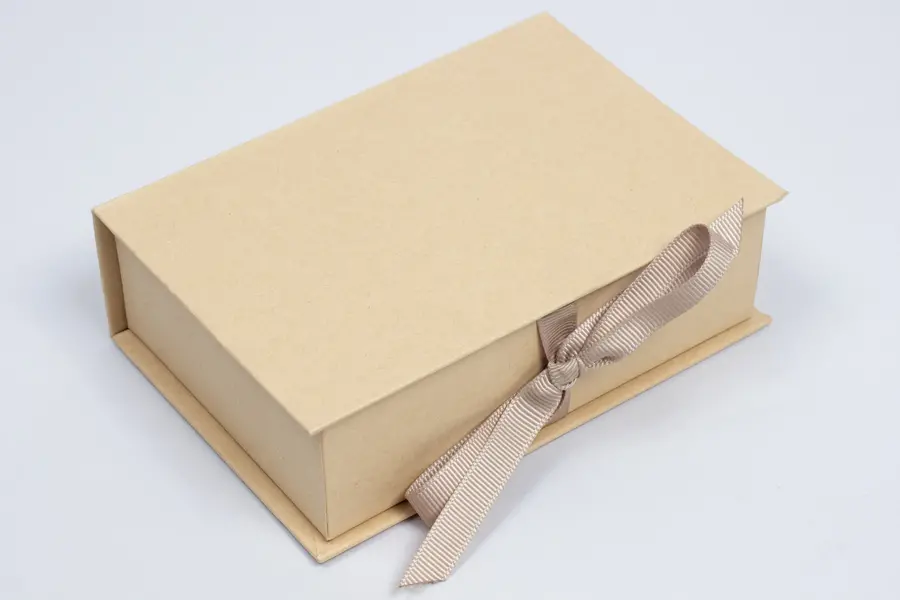 5X3-1/2X1-1/2 NATURAL KRAFT W/ KRAFT COLORED RIBBON JEWELRY BOX