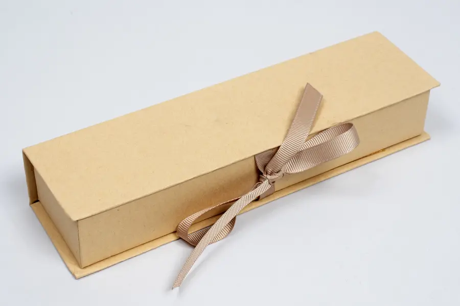 8X2X1-1/4 NATURAL KRAFT W/ KRAFT COLORED RIBBON JEWELRY BOX