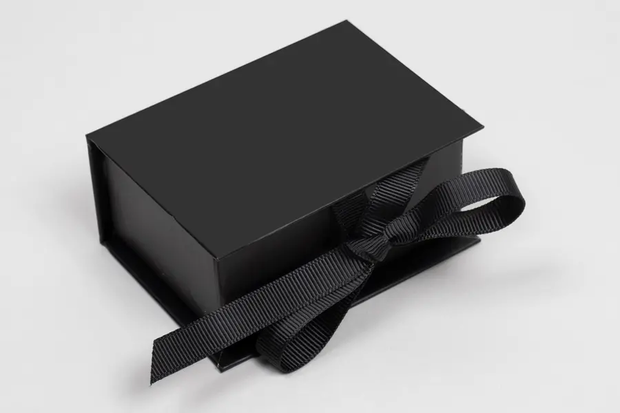 3-1/2X2-1/8X1 MATTE BLACK W/ BLACK RIBBONJEWELRY BOX