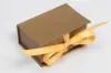 3-1/2X2-1/8X1 MATTE GOLD W/ GOLD RIBBON JEWELRY BOX