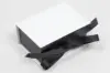 3-1/2X2-1/8X1 MATTE WHITE W/ BLACK PLATFORM AND RIBBON JEWELRY BOX