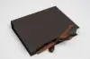 7X5-1/2X1-1/4 MATTE CHOCOLATE W/ CHOCOLATE RIBBON JEWLERY BOX