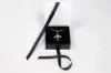 2-3/4X2-3/4X1 MATTE WHITE W/ BLACK PLATFORM AND RIBBON JEWELRY BOX