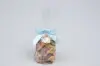 2-1/2" X 2" SATIN LIGHT BLUE PRE-TIED BOW CLEAR TWIST TIE